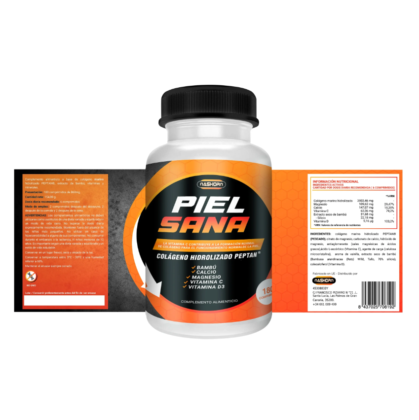 Piel Sana – Suplemento Halal para Cuidado y Vitalidad de la Piel (180 cápsulas)