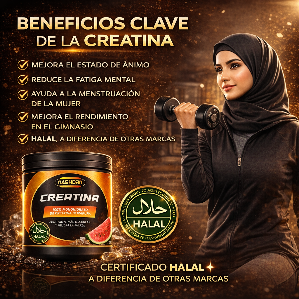 La creatina 100% Halal y natural que mejora tu fuerza, energía y enfoque en poco tiempo